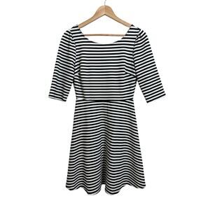 NWOT Pixley Women's White Black Stripe Skater Dress Size Medium